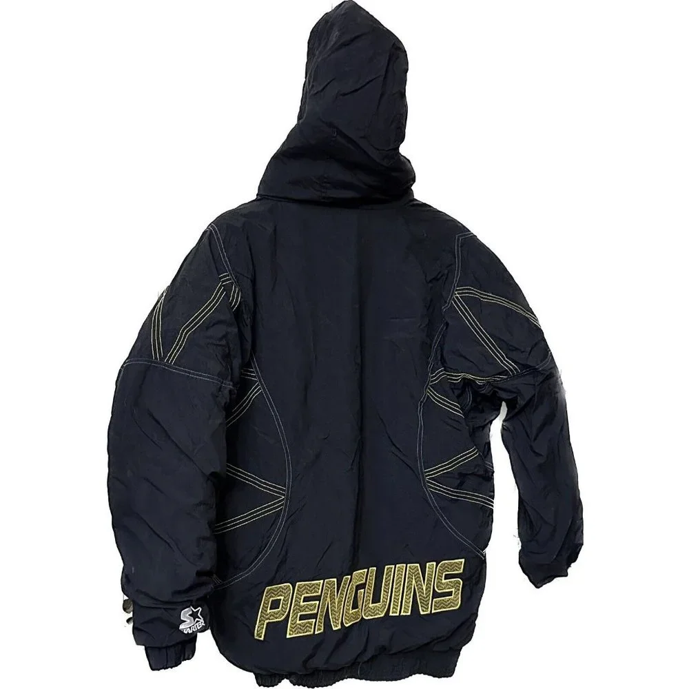 90’s Mens L Back Spellout NHL Pittsburgh Penguins Jacket Quilted Korea‎